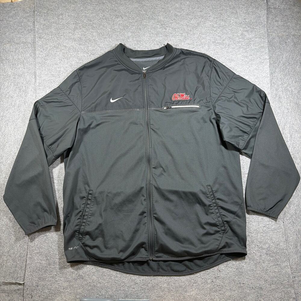 Nike Ole Miss Jacket Mens 3XL Gray Full Zip Dri Fit Windbreaker Team Fan Gear